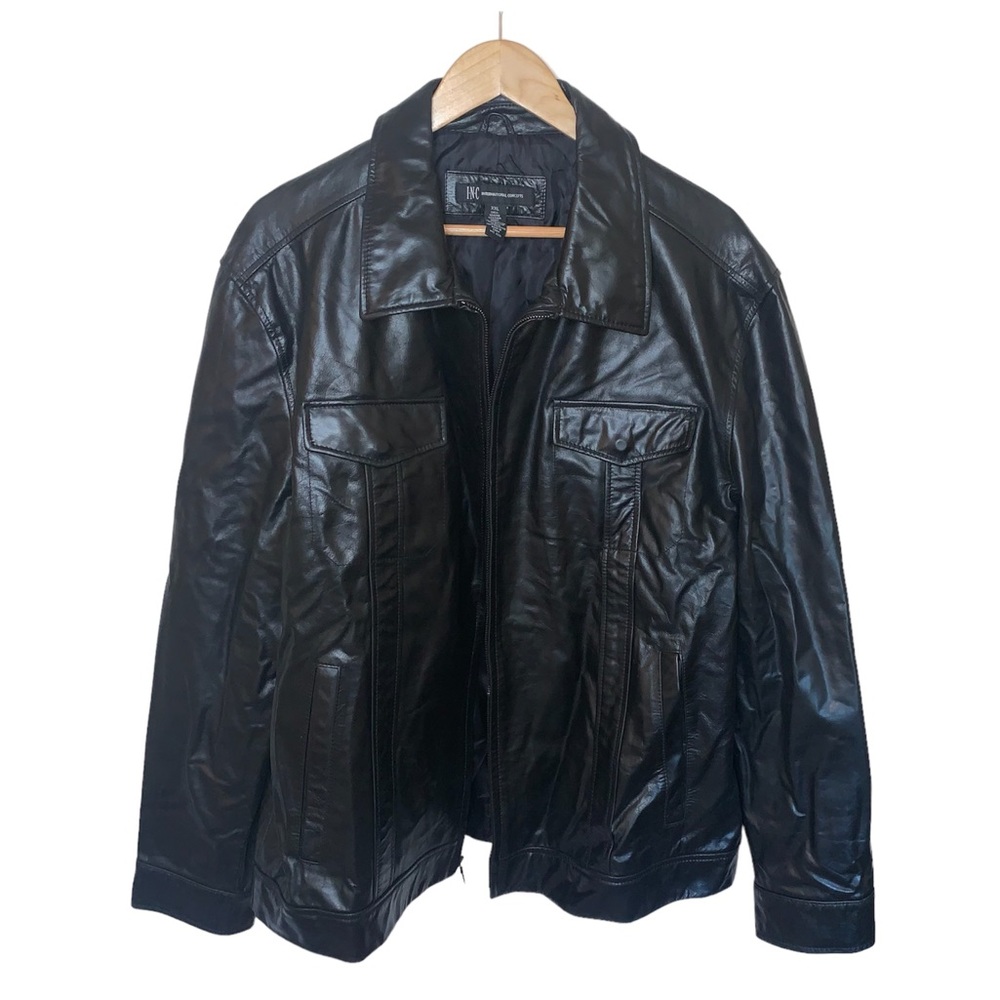 INC International Vintage Black Leather Jacket